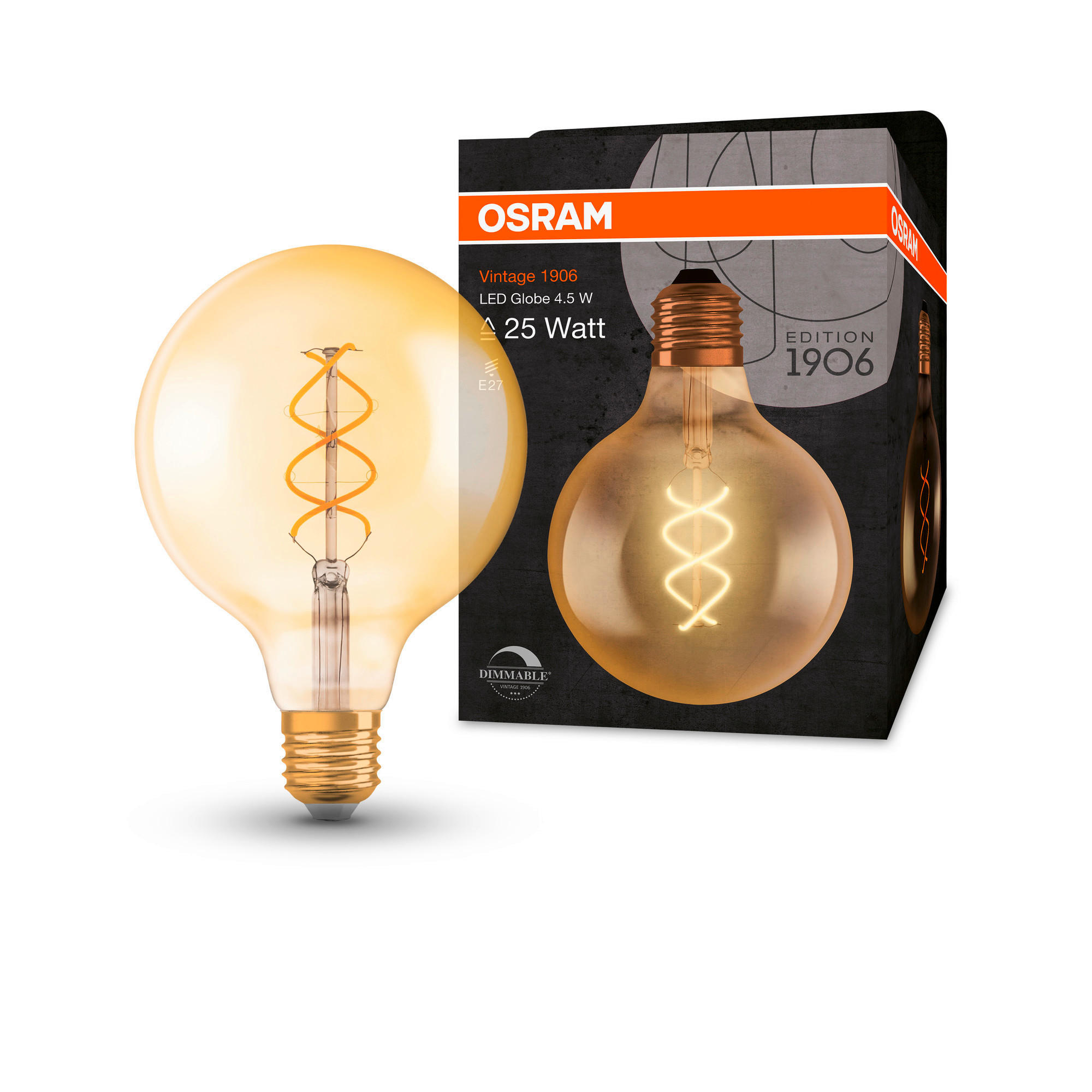 LED-LEUCHTMITTEL   E27 4 W 300 lm  - Goldfarben, Basics, Glas (12,4null) - Osram