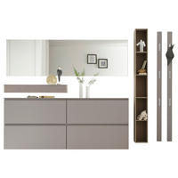 GARDEROBE 6-teilig  in 290/180/24,4 cm  - Eichefarben/Grau, Design, Glas/Holz (290/180/24,4cm) - Sudbrock