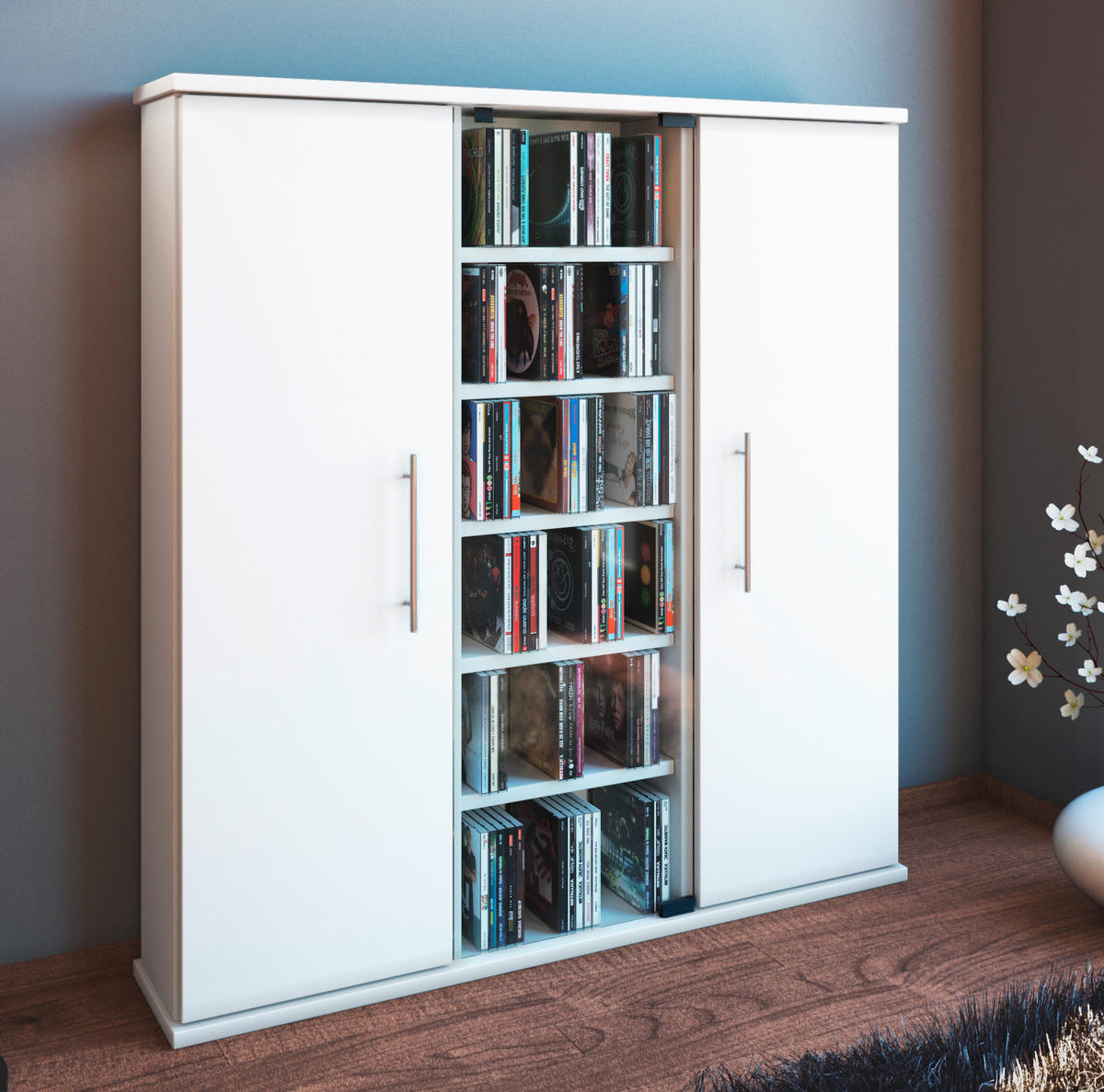 CD-Regal in Weiß - Weiss, Konventionell, Glas/Holzwerkstoff (86/91,5/18cm) - MID.YOU