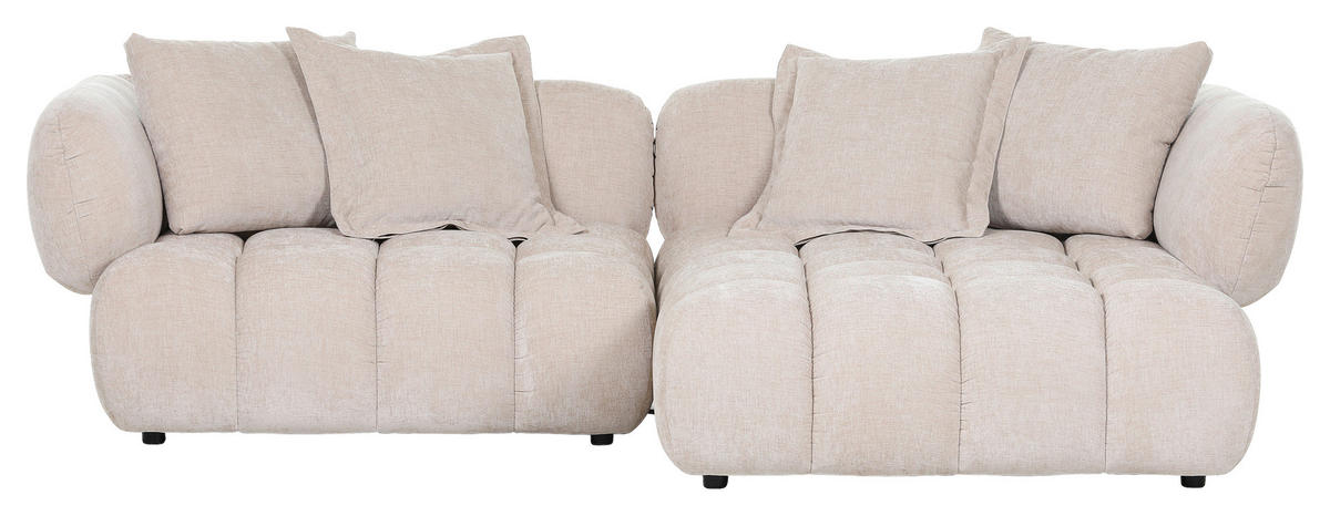 ECKSOFA in Flachgewebe Beige  262/156 cm  - Beige/Schwarz, KONVENTIONELL, Kunststoff/Textil (262/156cm) - Carryhome