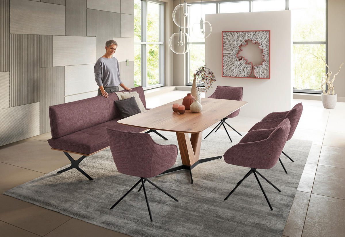 SITZBANK in Holz, Textil Schwarz, Nussbaumfarben, Altrosa  - Nussbaumfarben/Schwarz, Design, Holz/Textil (194/88/66cm) - Koinor