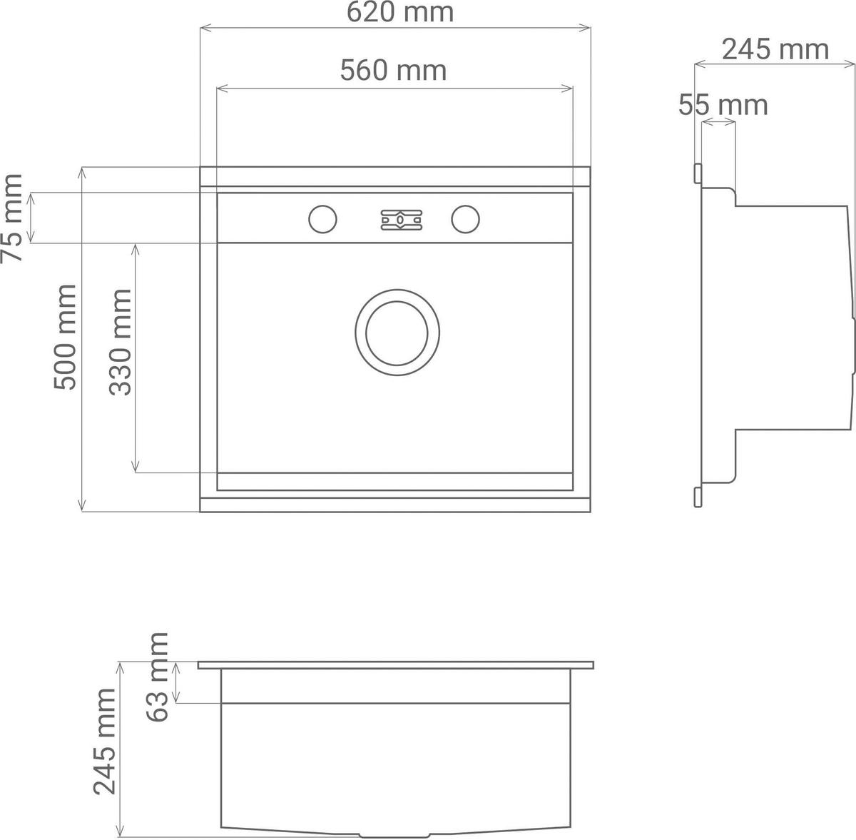 DISKHO 17501000620500100-80  - stålfärgad, Basics, metall (62/24,5/50cm) - Respekta