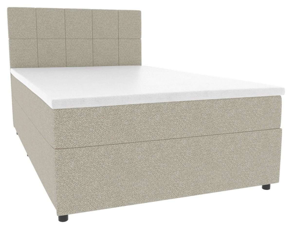 BOXBETT 120/200 cm,  in Hellgrau, Matratze, Topper, Bettschublade, H3 = fest  - Hellgrau/Schwarz, KONVENTIONELL, Kunststoff/Textil (120/200cm) - Boxxx