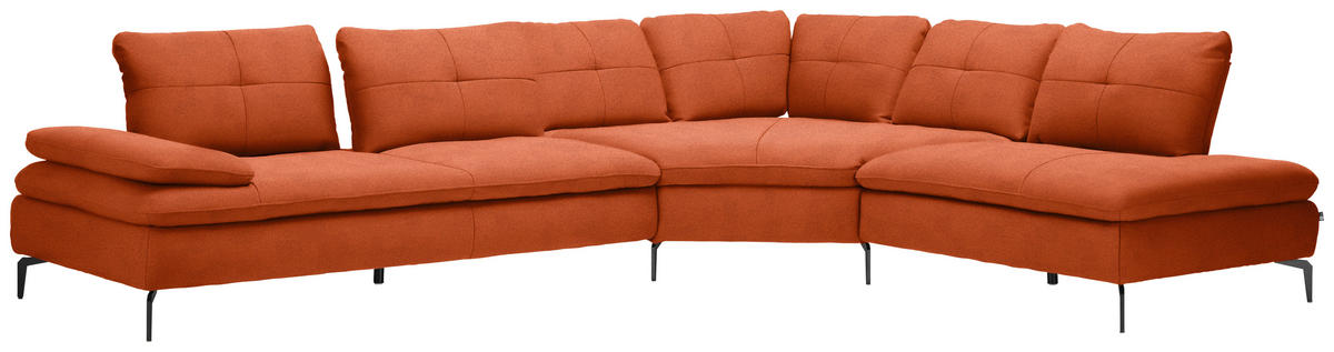 ECKSOFA in Flachgewebe Terracotta  - Terracotta/Schwarz, Design, Textil/Metall (344/271cm) - Chilliano
