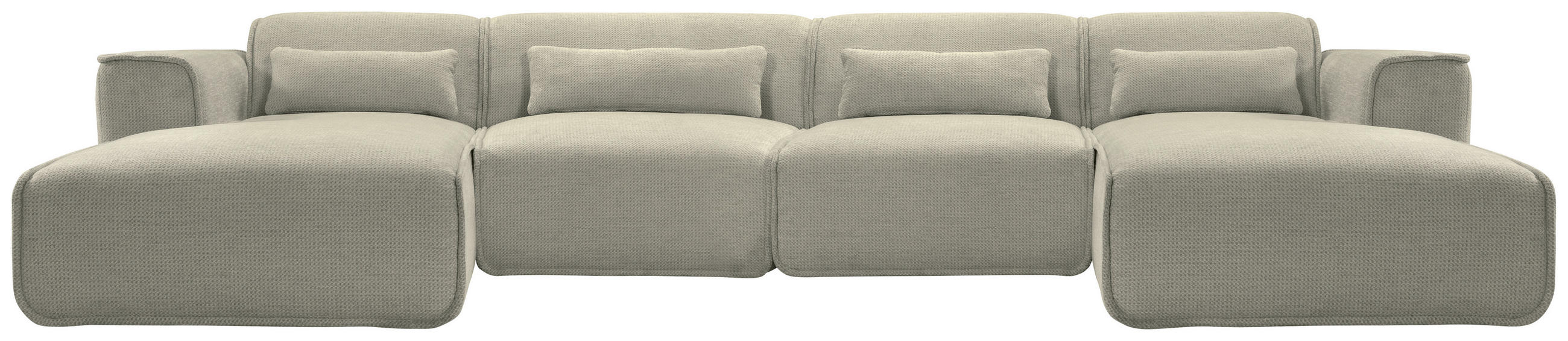 WOHNLANDSCHAFT Flachgewebe Grau  - Schwarz/Grau, Design, Kunststoff/Textil (165/386/165cm) - Lomoco