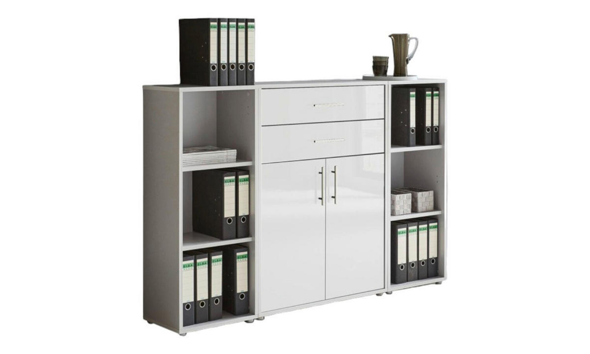 AKTENSCHRANK 172,6/113,6/33 cm  - Weiß Hochglanz/Grau, MODERN, Holzwerkstoff (172,6/113,6/33cm) - MID.YOU