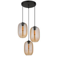 HÄNGELEUCHTE 47/120 cm  - Bernsteinfarben/Schwarz, Basics, Glas/Kunststoff (47/120cm) - Globo