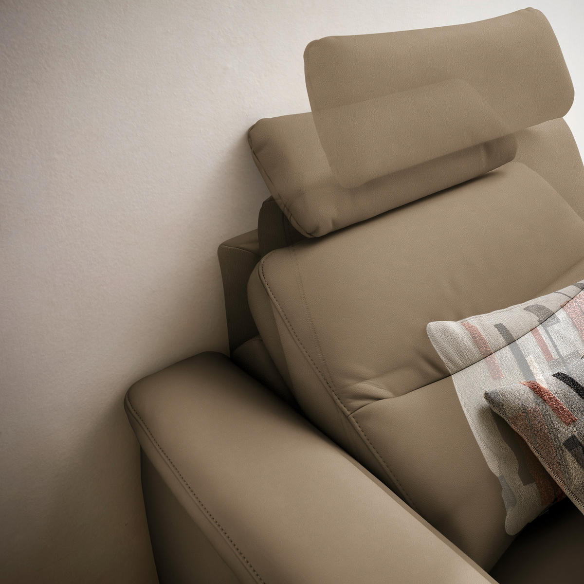 ECKSOFA  in Echtleder Cappuccino  280/249 cm  - Anthrazit/Cappuccino, Design, Leder/Metall (280/249cm) - Himolla Komfortklass