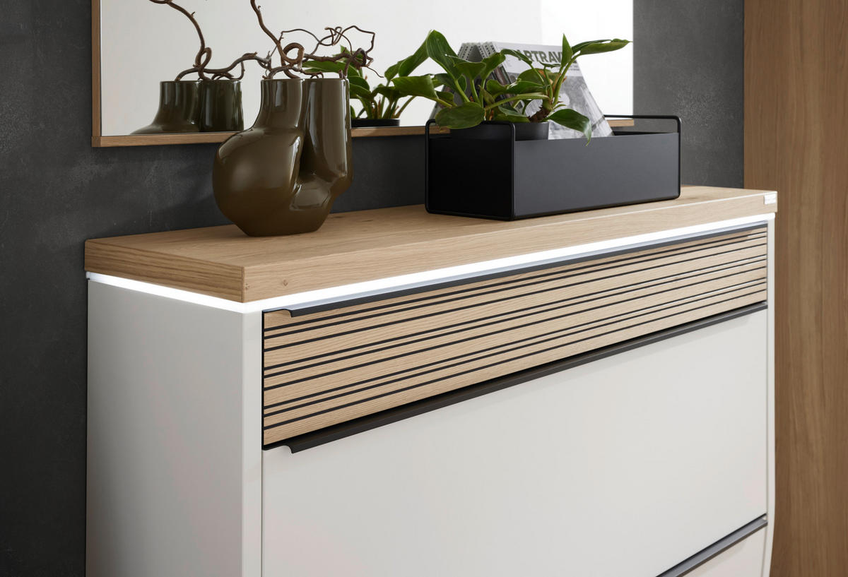 SCHUHKIPPER  in 121/96/31 cm  - Eichefarben/Anthrazit, Design, Holzwerkstoff/Metall (121/96/31cm) - Dieter Knoll