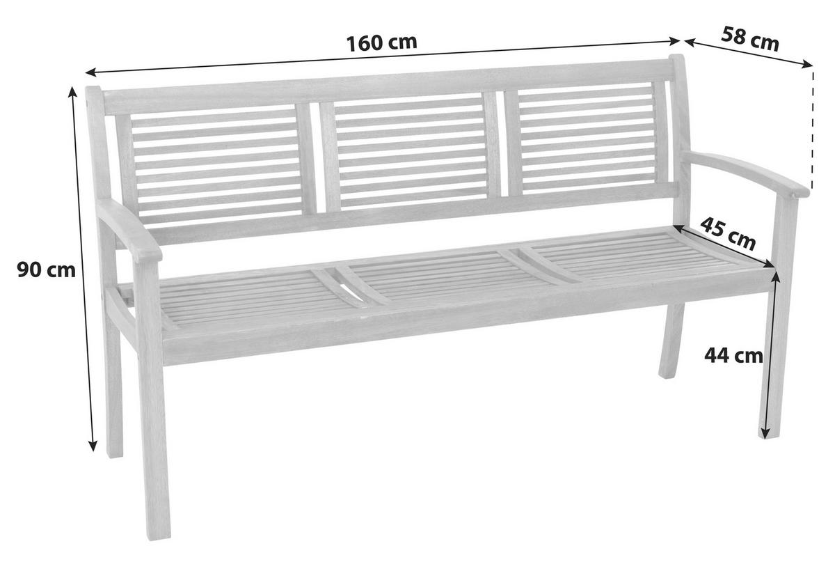 GARTENBANK 160/90/58 cm  in Naturfarben  - Naturfarben, Basics, Holz (160/90/58cm) - Gardenson