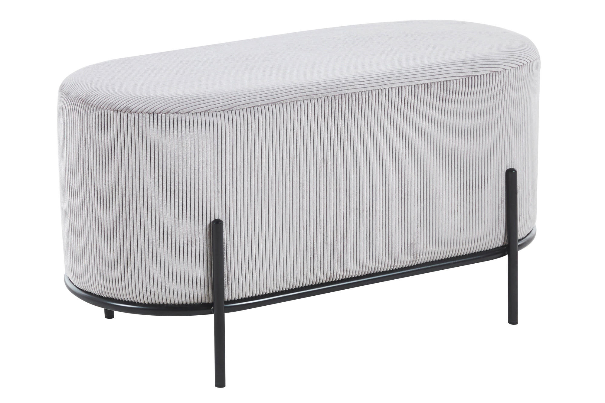HOCKER Cord Hellgrau  - Hellgrau/Schwarz, MODERN, Textil/Metall (80/42/40cm) - Livetastic