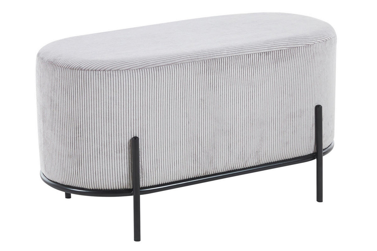 HOCKER in Textil Hellgrau  - Hellgrau/Schwarz, MODERN, Textil/Metall (80/42/40cm) - Livetastic