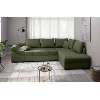 ECKSCHLAFSOFA Alvito Grün Mikrofaser  - Schwarz/Grün, MODERN, Holz/Textil (298/202cm) - MID.YOU