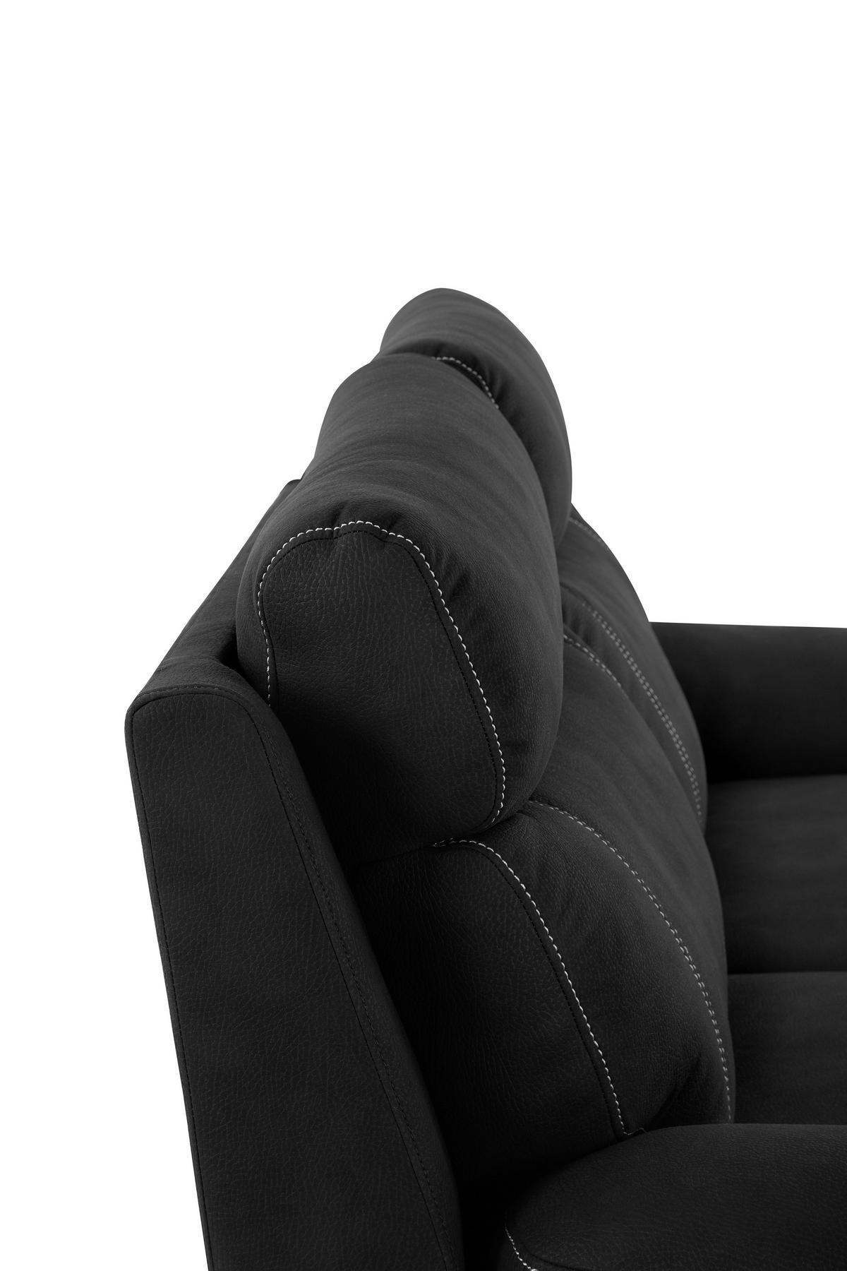 SITZGARNITUR Mikrofaser Schwarz  - Schwarz, KONVENTIONELL, Textil/Metall - Livetastic