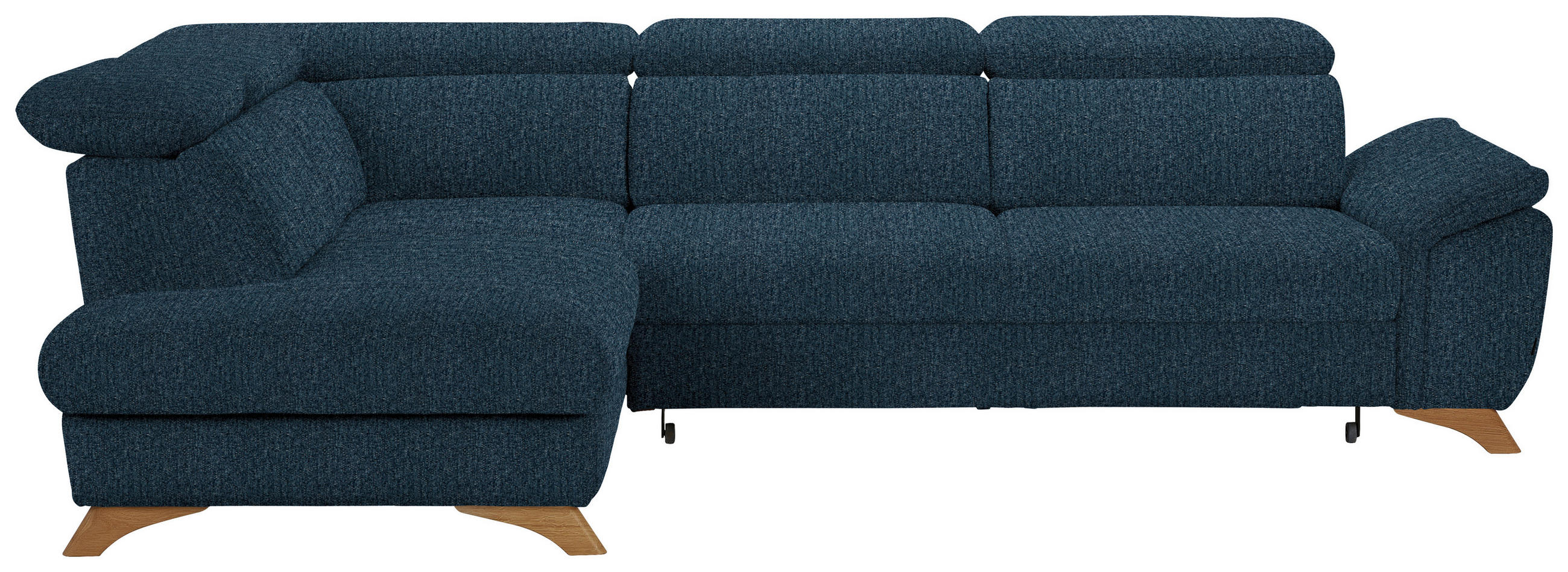 ECKSOFA in Chenille Blau  212/287 cm  - Blau/Eichefarben, MODERN, Holz/Textil (212/287cm) - Valnatura