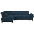 ECKSOFA in Chenille Blau  - Blau/Eichefarben, MODERN, Holz/Textil (212/287cm) - Valnatura