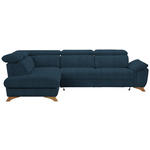 ECKSOFA in Chenille Blau  - Blau/Eichefarben, MODERN, Holz/Textil (212/287cm) - Valnatura