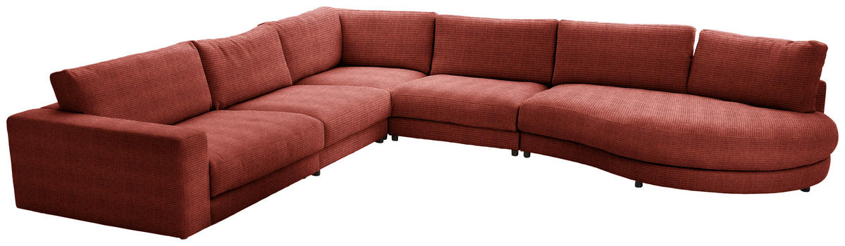 ECKSOFA in Chenille, Cord Rostfarben  365/425 cm  - Rostfarben/Schwarz, Design, Kunststoff/Textil (365/425cm) - Lomoco