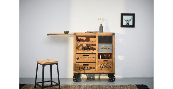 BARWAGEN Tanne massiv Grau, Naturfarben, Schwarz  - Schwarz/Naturfarben, LIFESTYLE, Holz/Metall (82,5/32,5/98cm) - Landscape