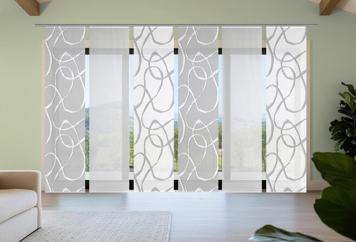 FLÄCHENVORHANG  6 Stück  blickdicht  60/260 cm   - Grau Hochglanz/Weiß, KONVENTIONELL, Textil (60/260cm)
