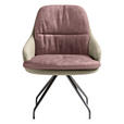 ARMLEHNSTUHL  Beinauswahl, Sitzfläche 360° drehbar, Stoff-/Lederauswahl Velours  Naturfarben, Rosa  - Schwarz/Naturfarben, Design, Textil/Metall (60/86/66cm) - Dieter Knoll