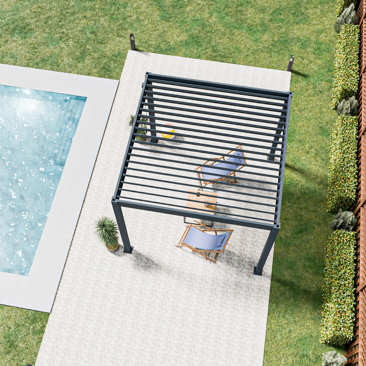 PERGOLA 300/300/255 cm   - Graphitfarben, Basics, Metall (300/300/255cm) - Gardenson