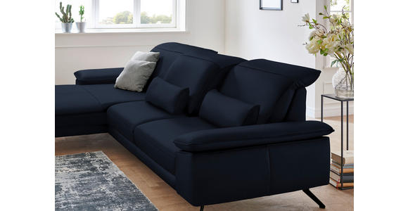 ECKSOFA in Echtleder Dunkelblau  - Schwarz/Dunkelblau, Design, Leder/Metall (193/328cm) - Dieter Knoll