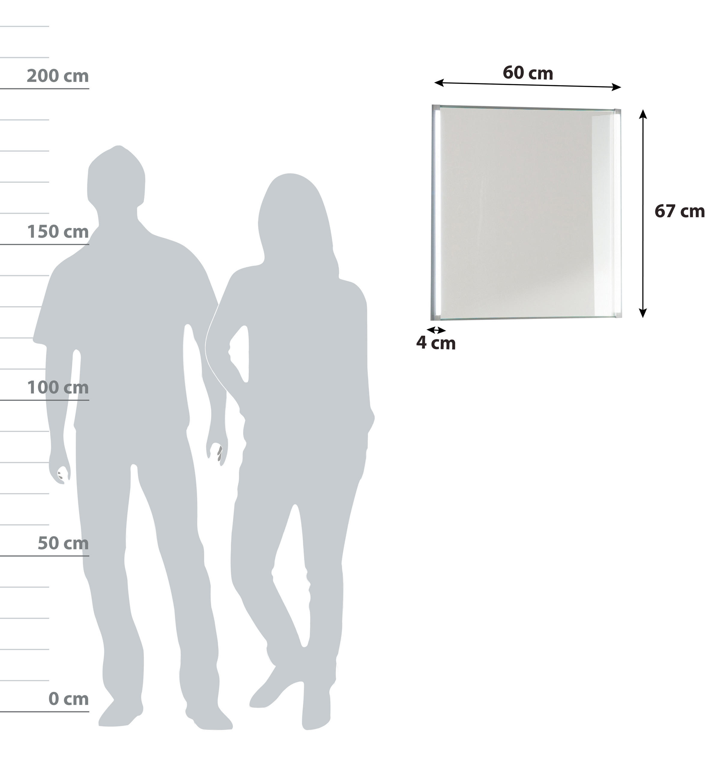 BADEZIMMERSPIEGEL 60/67/4 cm  - Alufarben, MODERN, Glas/Holzwerkstoff (60/67/4cm) - MID.YOU