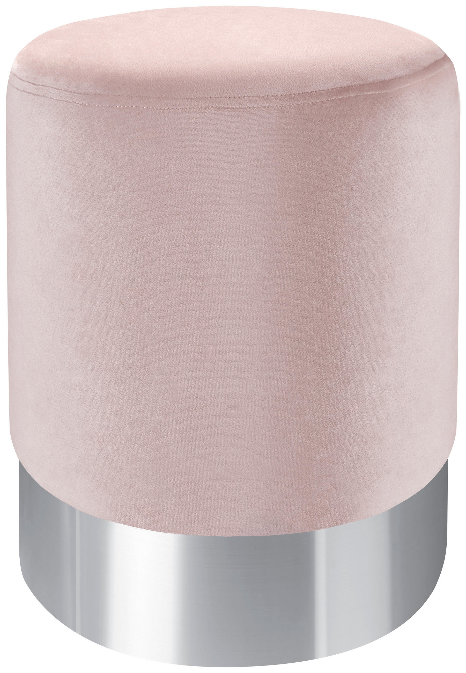 HOCKER in Metall, Textil Rosa, Chromfarben  - Chromfarben/Rosa, Trend, Textil/Metall (35/42/35cm) - Xora