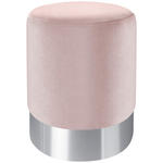 HOCKER in Metall, Textil Rosa, Chromfarben  - Chromfarben/Rosa, Trend, Textil/Metall (35/42/35cm) - Xora