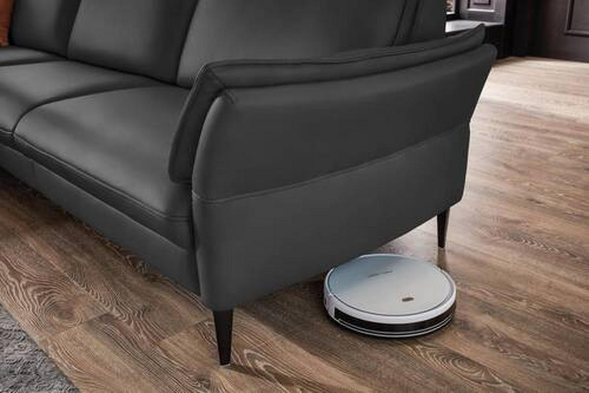 ECKSOFA in Echtleder Schwarz  - Schwarz, Design, Leder/Metall (172/334cm) - Valdera