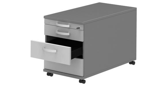 ROLLCONTAINER Anthrazit, Alufarben, Hellgrau - Anthrazit/Hellgrau, KONVENTIONELL, Holzwerkstoff/Metall (42,7/54,4/80cm) - Moderano