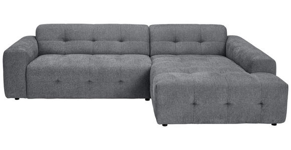 ECKSOFA in Flachgewebe Dunkelgrau  292/189 cm  - Dunkelgrau/Schwarz, KONVENTIONELL, Kunststoff/Textil (292/189cm) - Carryhome