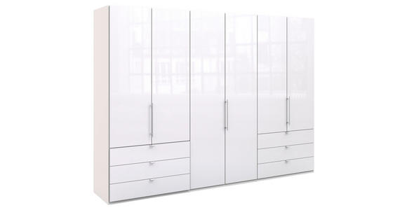 FALTTÜRENSCHRANK  in Weiß  - Chromfarben/Weiß, Basics, Glas/Holzwerkstoff (300/216/58cm) - Venda