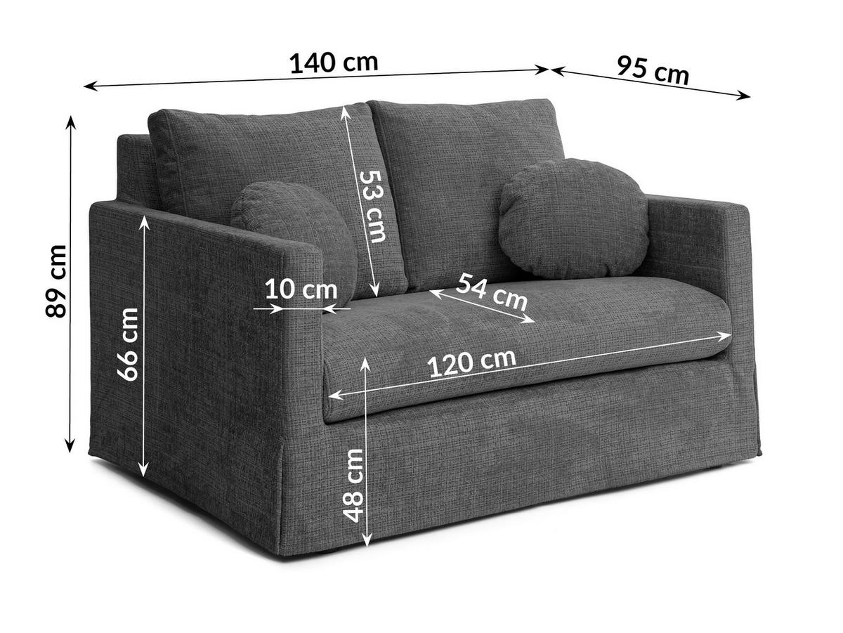 2-SITZER-SOFA PAPHOS in Chenille Dunkelgrau  - Dunkelgrau/Schwarz, Design, Kunststoff/Textil (140/89/95cm) - P & B