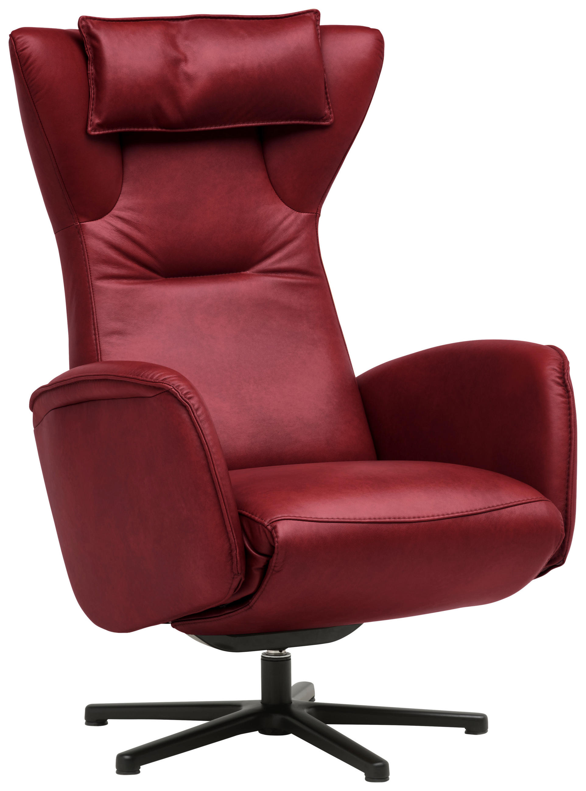 RELAXSESSEL Leder Rot  - Rot/Schwarz, Design, Leder/Metall (75/106/86cm) - Valdera