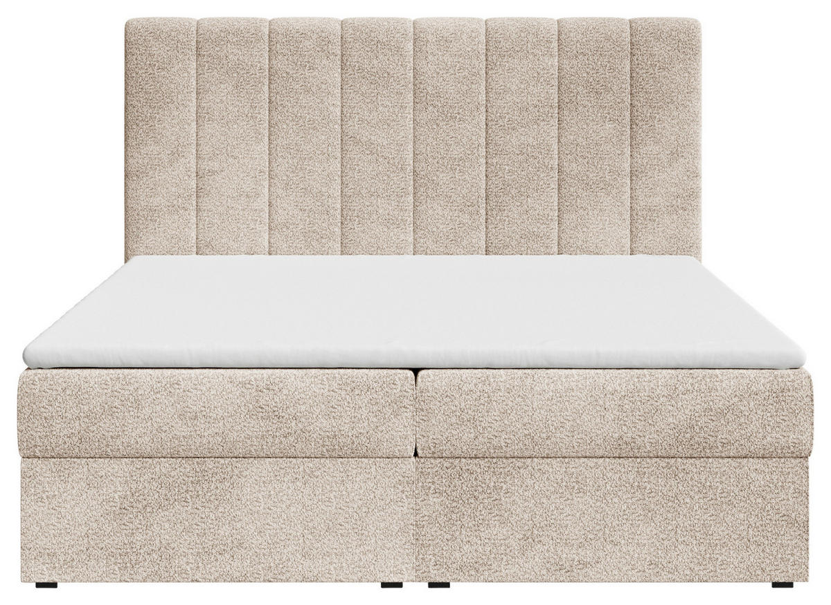 BOXBETT 140/200 cm,  in Beige, Bettkasten, Topper,  - Beige/Schwarz, MODERN, Holz/Kunststoff (140/200cm) - MID.YOU