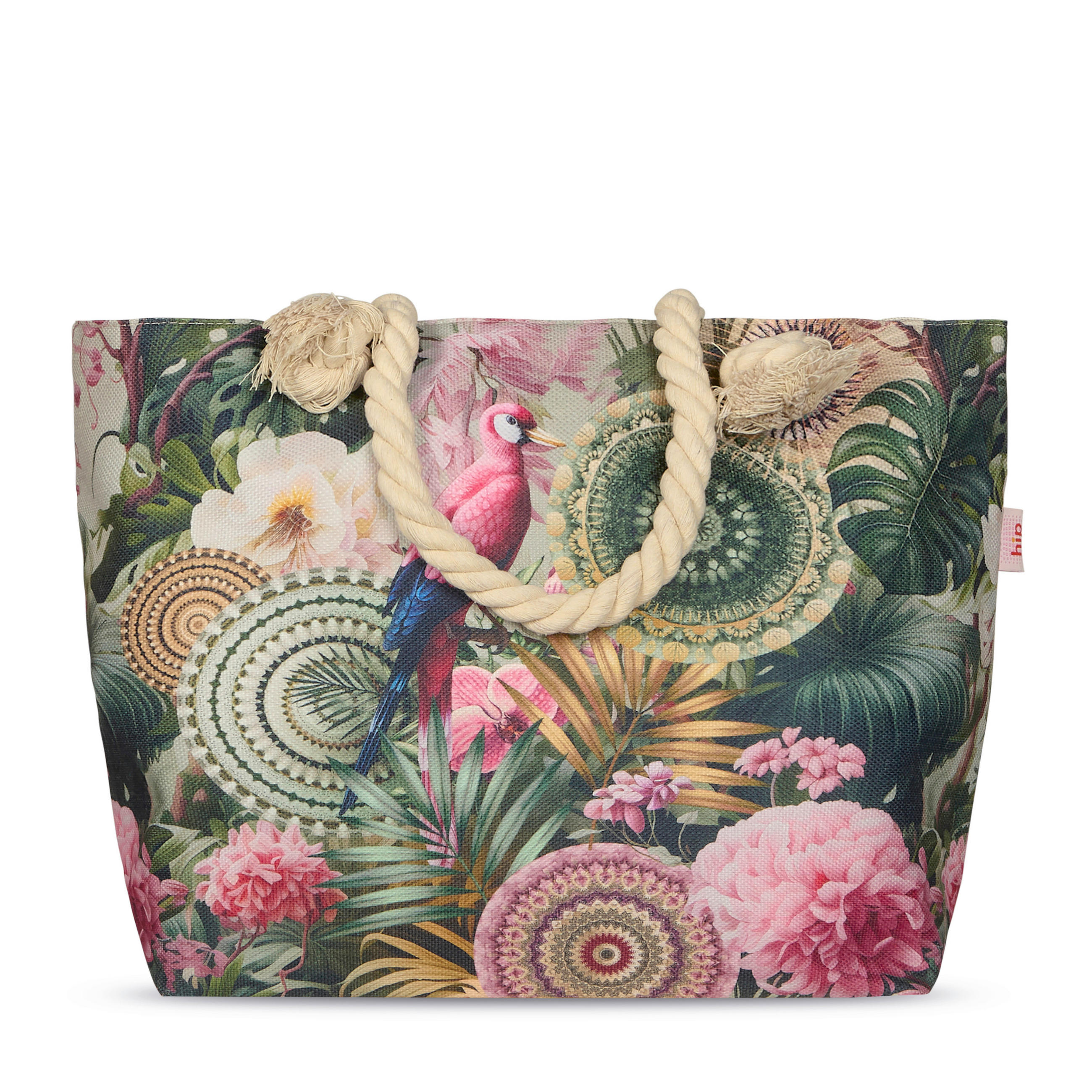 STRANDTASCHE - Hellrosa/Grün, Basics, Textil (60/43cm)