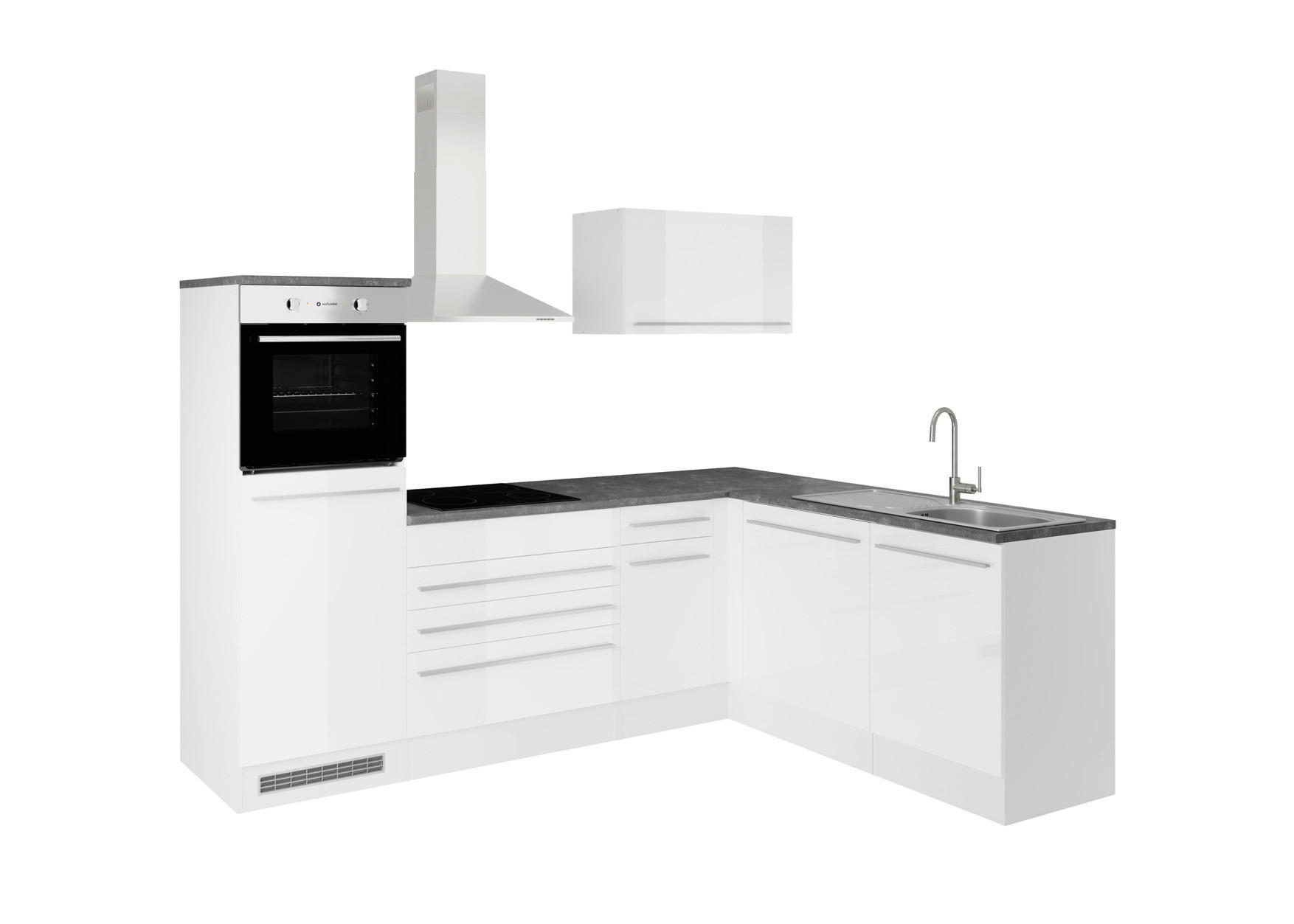 ECKKÜCHE 260/175 cm  in Weiß, Weiß Hochglanz  - Weiß Hochglanz/Anthrazit, Basics, Holzwerkstoff/Kunststoff (260/175cm) - P & B