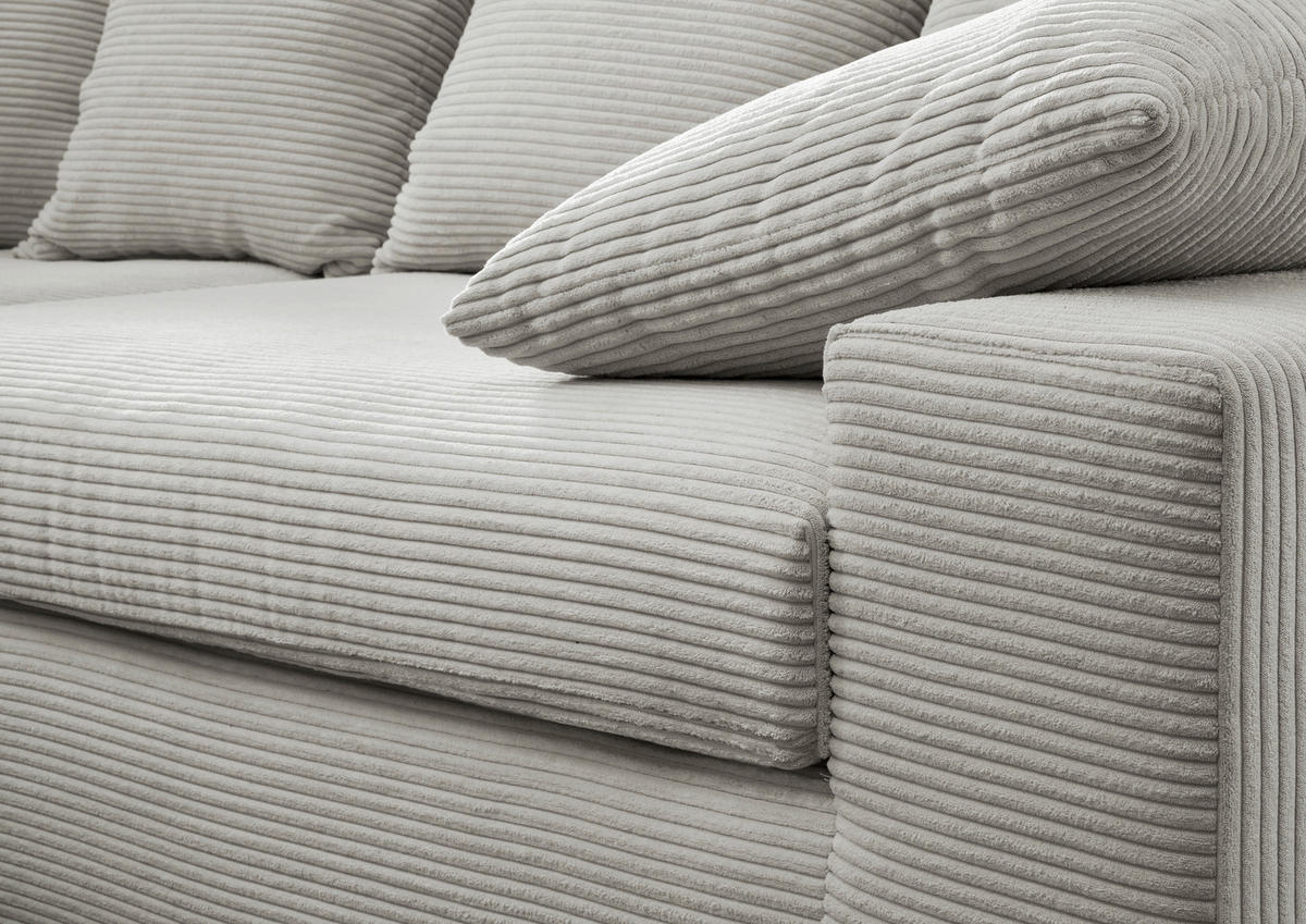 ECKSOFA in Cord Silberfarben  - Silberfarben/Schwarz, Modern, Kunststoff/Textil (278/200cm) - Livetastic