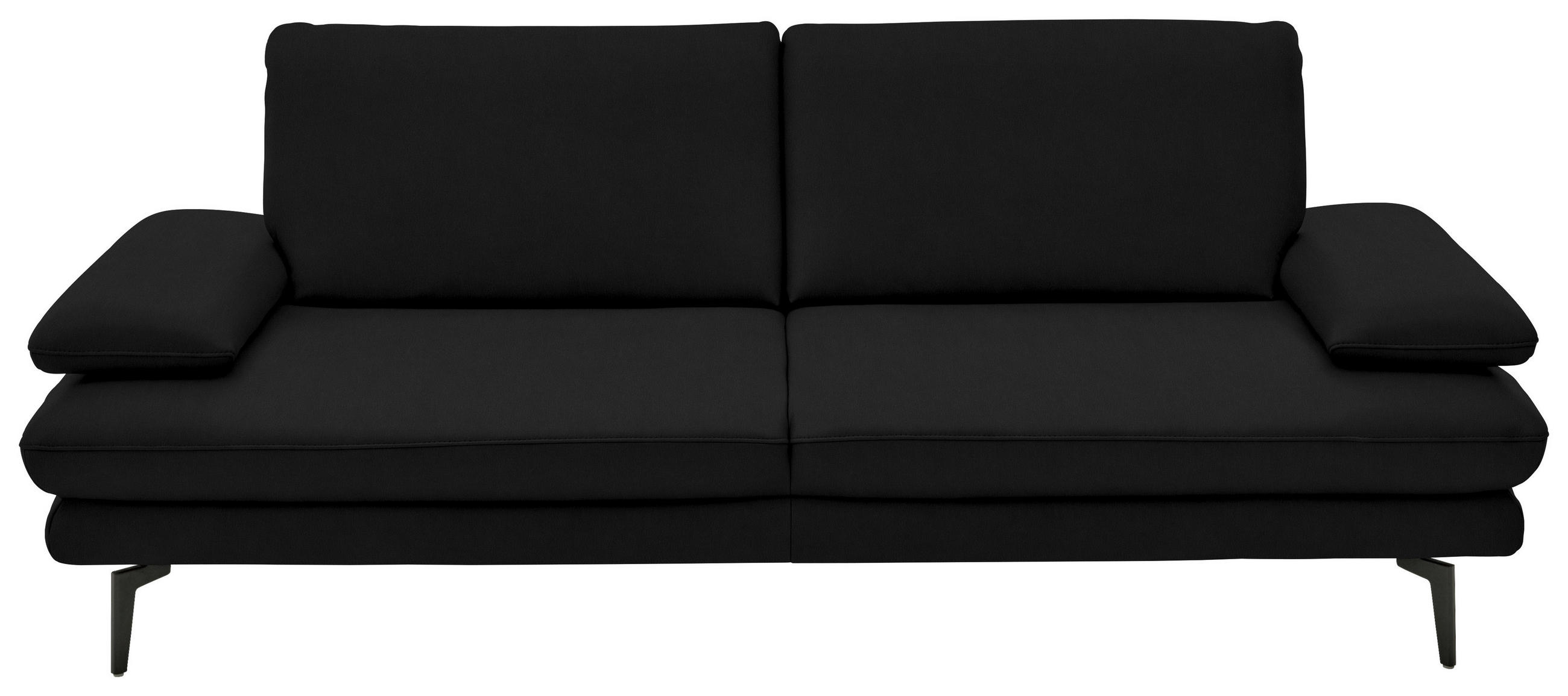 3-SITZER-SOFA in Echtleder Schwarz  - Schwarz, Design, Leder/Metall (222/86/104cm) - Dieter Knoll