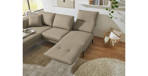 ECKSOFA  in Flachgewebe Hellbraun  175-224/255-365 cm  - Hellbraun/Schwarz, Design, Textil/Metall (175-224/255-365cm) - Dieter Knoll