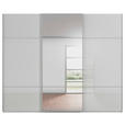 SCHWEBETÜRENSCHRANK 301/223/68 cm 3-türig Grau, Weiß  - Alufarben/Weiß, KONVENTIONELL, Glas/Holzwerkstoff (301/223/68cm) - Novel
