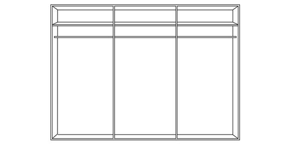 SCHWEBETÜRENSCHRANK 300/217/67 cm 3-türig Champagner, Eiche Bianco - Eiche Bianco/Champagner, Design, Holzwerkstoff/Metall (300/217/67cm) - Novel