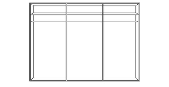 SCHWEBETÜRENSCHRANK 300/217/67 cm 3-türig  - Eiche Bianco/Champagner, Design, Holzwerkstoff/Metall (300/217/67cm) - Novel