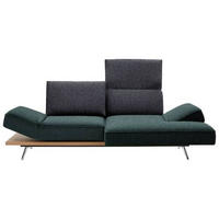 ECKSOFA in Flachgewebe Blau, Schwarz  240/132 cm  - Chromfarben/Blau, Design, Holz/Textil (240/132cm) - Koinor