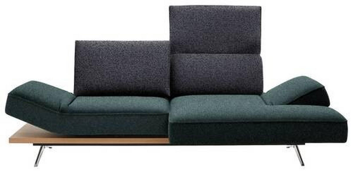 ECKSOFA in Flachgewebe Blau, Schwarz  240/132 cm  - Chromfarben/Blau, Design, Holz/Textil (240/132cm) - Koinor