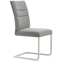 SZÁNKÓTALPAS SZÉK fém, textil nemesacélszínű, világosszürke  - világosszürke/nemesacélszínű, Design, textil/fém (48/98/63cm) - Novel