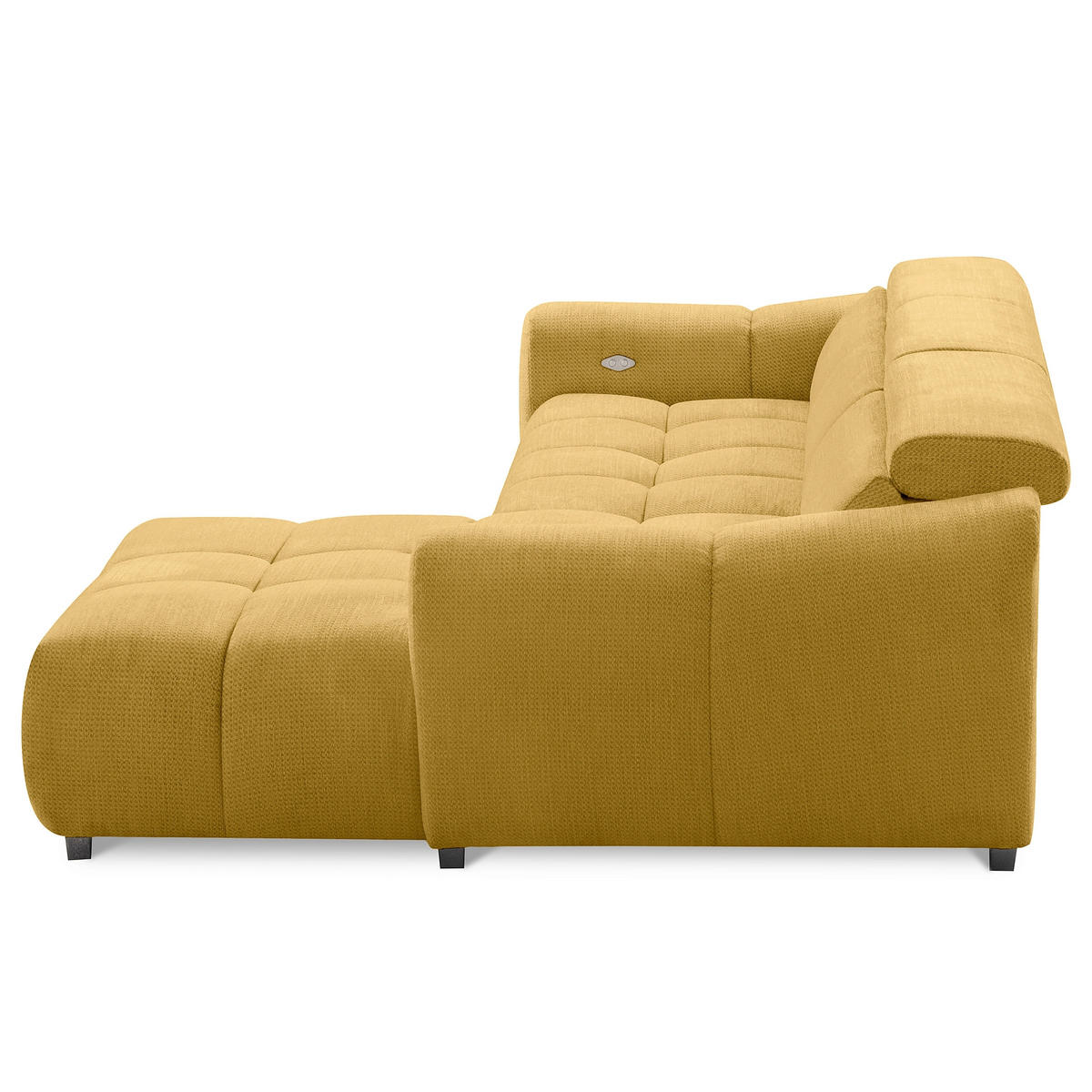 ECKSOFA  Webstoff Senfgelb  - Senfgelb/Schwarz, Design, Kunststoff/Textil (274/177cm) - Livetastic