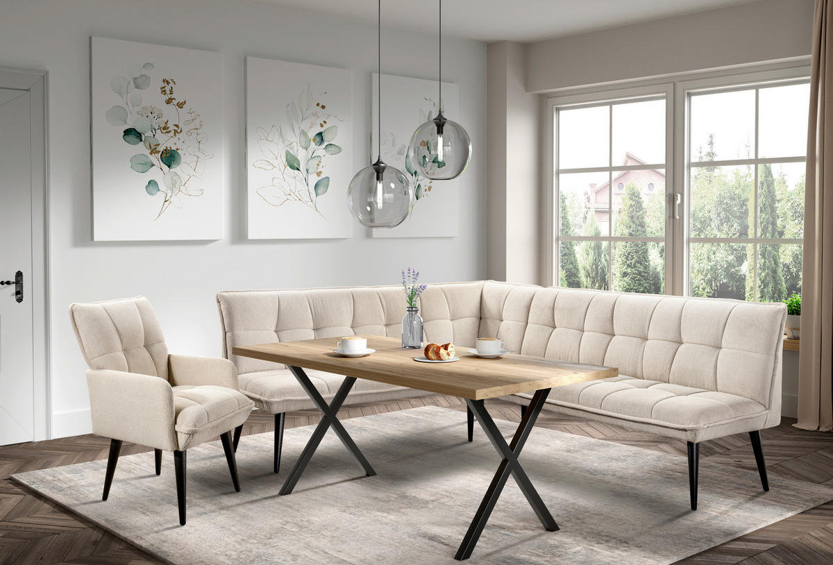 KLUPA KUTNA  bež  drvo, tekstil, drvni materijal      - bež/crna, Moderno, drvni materijal/drvo (260/201cm) - Livetastic